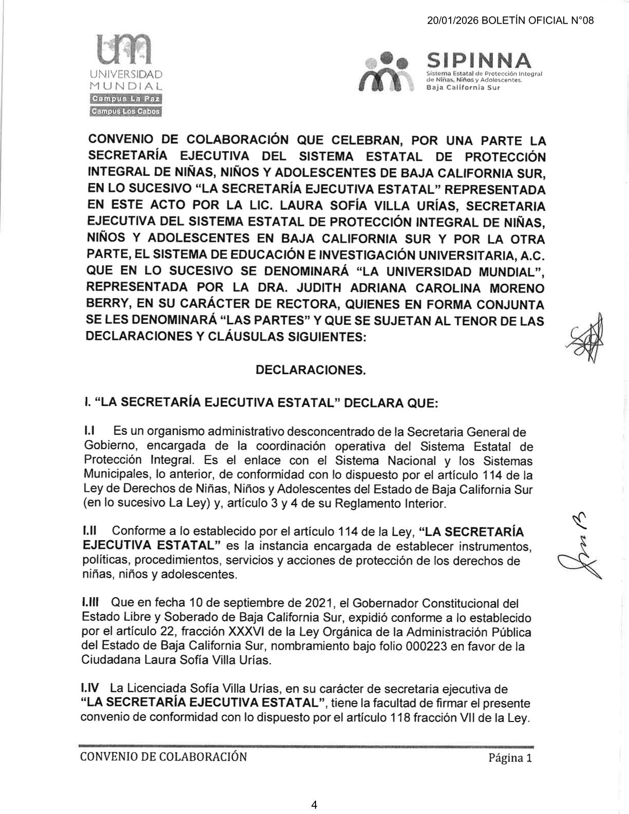 Convenio SIPINNA BCS 1