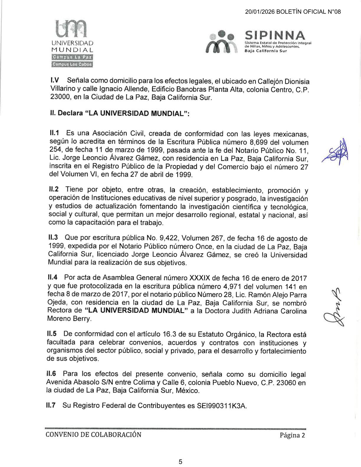 Convenio SIPINNA BCS 2